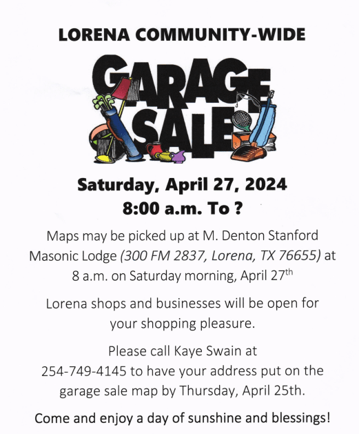COMMUNITY GARAGE SALE 4-2024